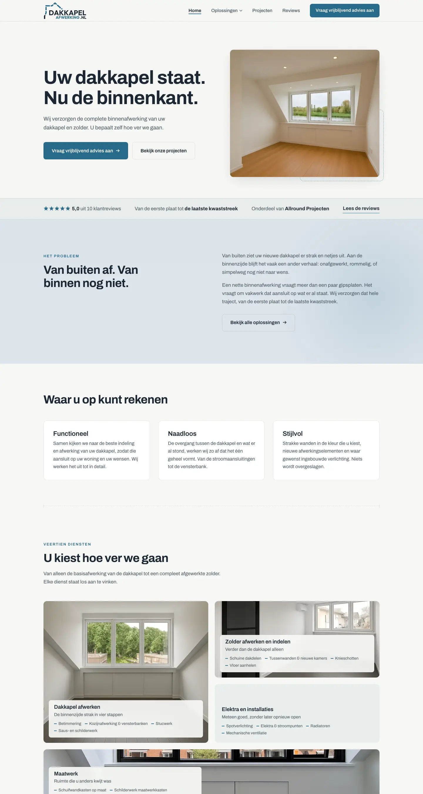 dakkapelafwerking.nl op een laptop